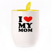 A cup with a spoon. Yellow (250 ml)