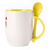 Puodelis su šaukšteliu. Geltonas (250 ml)