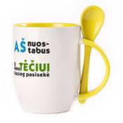 A cup with a spoon. Yellow (250 ml)