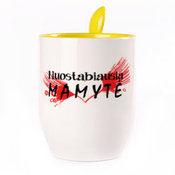 Puodelis su šaukšteliu. Geltonas (250 ml)