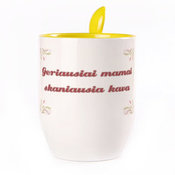 Tass koos lusikaga. Kollane (250 ml)