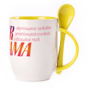 A cup with a spoon. Yellow (250 ml)
