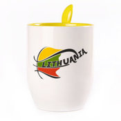 A cup with a spoon. Yellow (250 ml)