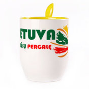 Puodelis su šaukšteliu. Geltonas (250 ml)