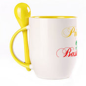 Puodelis su šaukšteliu. Geltonas (250 ml)