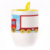 Tass koos lusikaga. Kollane (250 ml)