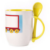 A cup with a spoon. Yellow (250 ml)