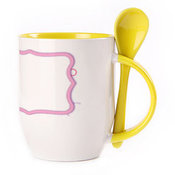 A cup with a spoon. Yellow (250 ml)